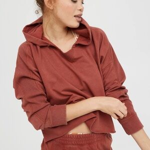 Offline by Aerie Raw Hem Cropped Hoodie